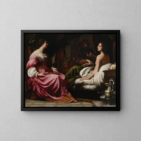 Antiochus, principe di Siria, e Stratonice, sua suocera - Felice Ficherelli — quadro incorniciato alla parete