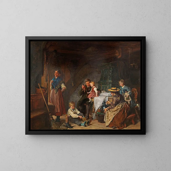 Scène di famiglia - Felix Schlesinger — quadro incorniciato alla parete