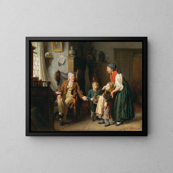 Il medico del villaggio - Felix Schlesinger — quadro incorniciato alla parete