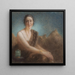 Donna elegante su un divano - Lucien Lévy-Dhurmer — quadro incorniciato alla parete