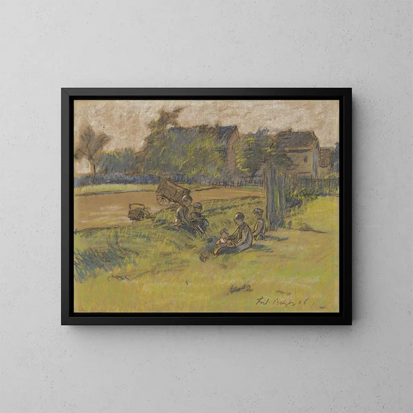 Bambini in una prateria - Ferdinand Balzer — quadro incorniciato alla parete
