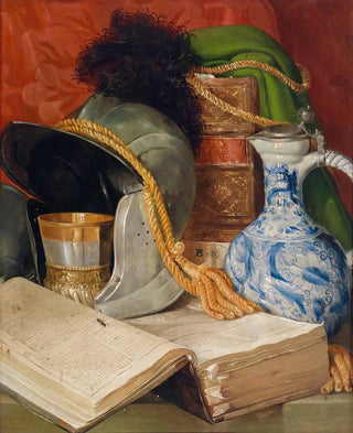 Ferdinand Beer - Stillleben Mit Folianten Und Helm.webp