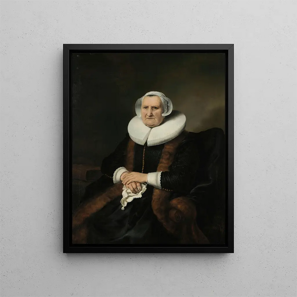 Ritratto di una vecchia signora, forse Elisabeth Bas - Ferdinand Bol — quadro incorniciato alla parete
