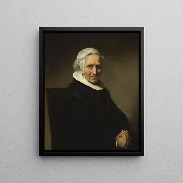Ritratto di una vecchia donna con berretto bianco - Ferdinand Bol — quadro incorniciato alla parete