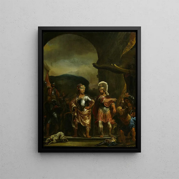 Il calmo Fabricius nel campo militare di Pirro - Ferdinand Bol — quadro incorniciato alla parete