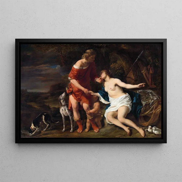 Venere e Adone - Ferdinand Bol — quadro incorniciato alla parete