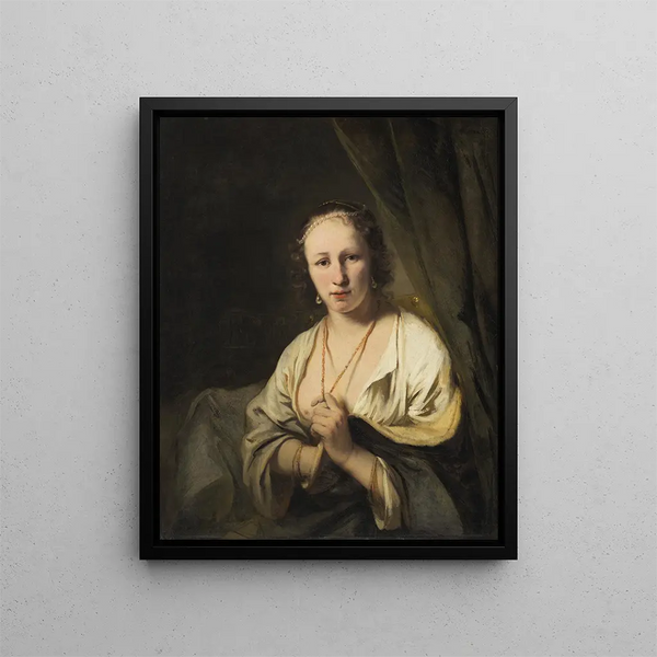 Donne con perle nei capelli - Ferdinand Bol — quadro incorniciato alla parete