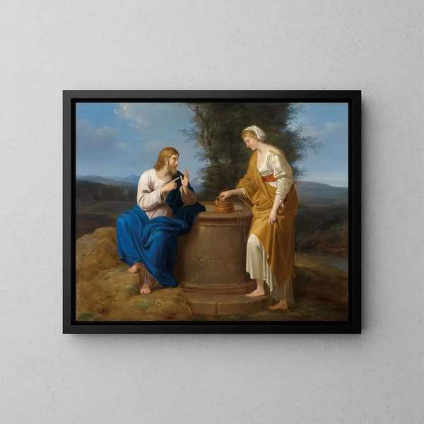 Il Cristo e la Samaritana - Ferdinand Georg Waldmüller — quadro incorniciato alla parete