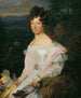 Dame in abito bianco davanti a un paesaggio dei boschi viennesi - Ferdinand Georg Waldmüller — vista dell’opera