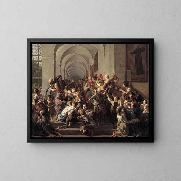 La zuppa del convento - Ferdinand Georg Waldmüller — quadro incorniciato alla parete