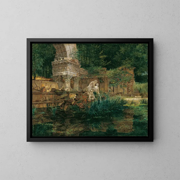 La rovina romana a Schönbrunn - Ferdinand Georg Waldmüller — quadro incorniciato alla parete