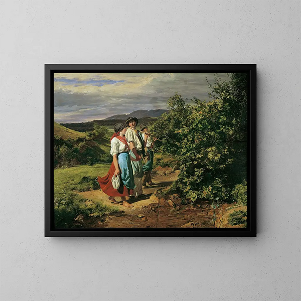 Ritorno dal lavoro Gli amanti all'incrocio - Ferdinand Georg Waldmüller — quadro incorniciato alla parete