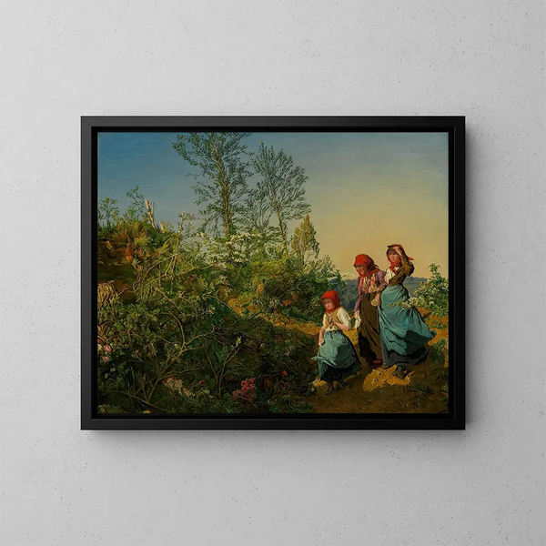 Passeggiata primaverile verso la chiesa - Ferdinand Georg Waldmüller — quadro incorniciato alla parete