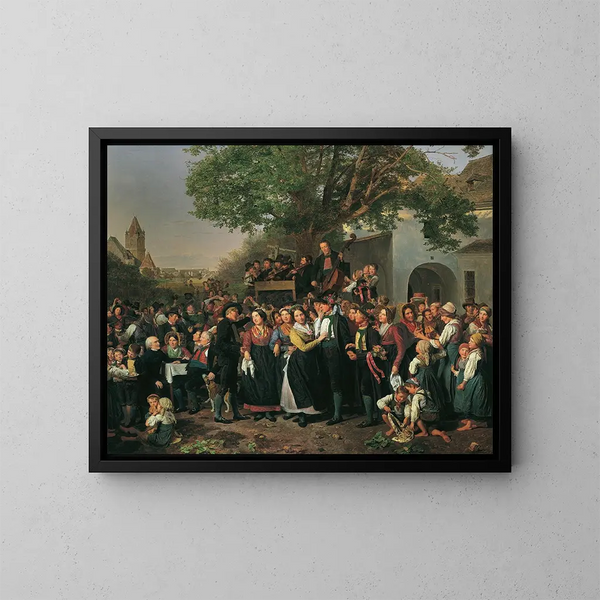 Matrimonio contadino in Bassa Austria - Ferdinand Georg Waldmüller — quadro incorniciato alla parete