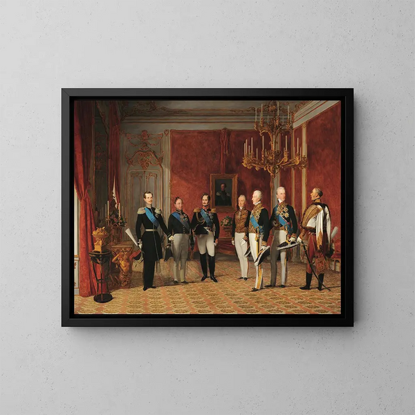 Ricevimento del granduca Alessandro Nikolaevich dal principe Metternich alla Hofburg di Vienna nel 1839 - Ferdinand Georg Waldmüller — quadro incorniciato alla parete