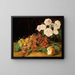 Nature morte con rose, fragole e pane - Ferdinand Georg Waldmüller — quadro incorniciato alla parete