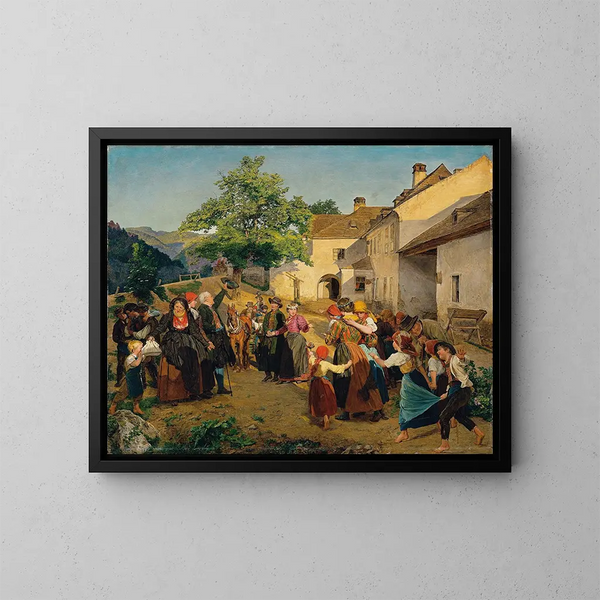 La partenza della sposa dalla casa dei suoi genitori - Ferdinand Georg Waldmüller — quadro incorniciato alla parete