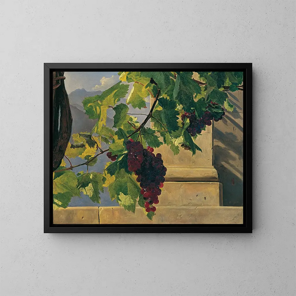 Vigne e uva - Ferdinand Georg Waldmüller — quadro incorniciato alla parete