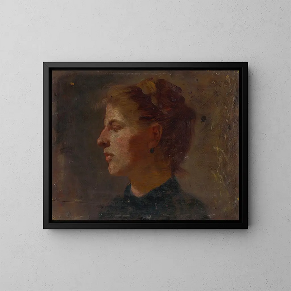 Studio di un volto di una giovane donna - Ferdinand Katona — quadro incorniciato alla parete