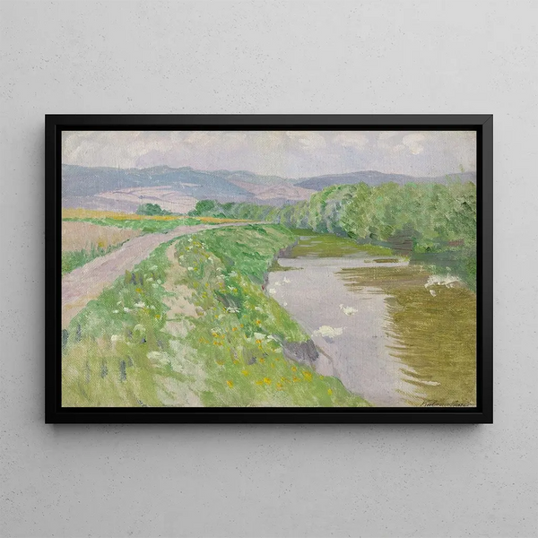 Paesaggio con un fiume - Ferdinand Katona — quadro incorniciato alla parete