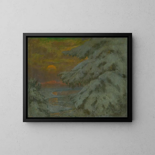Tramonto in inverno - Ferdinand Katona — quadro incorniciato alla parete