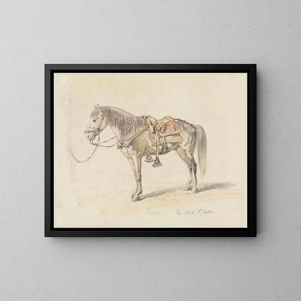 Studio di un cavallo sellato - Ferdinand Keller — quadro incorniciato alla parete