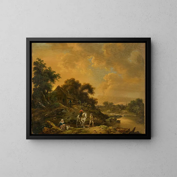 Paesaggio serale - Ferdinand Kobell — quadro incorniciato alla parete