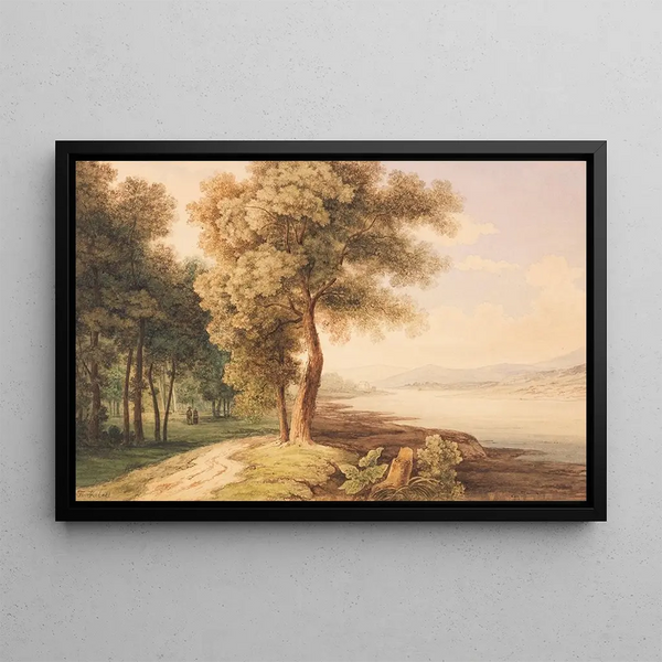 Paesaggio fluviale del Reno medio - Ferdinand Kobell — quadro incorniciato alla parete
