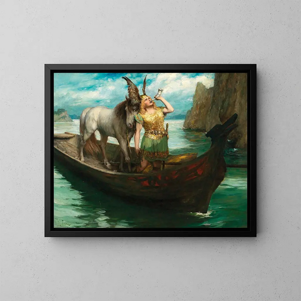 Il crepuscolo degli dei, Atto I: Il viaggio di Siegfried sul Reno - Ferdinand Leeke — quadro incorniciato alla parete