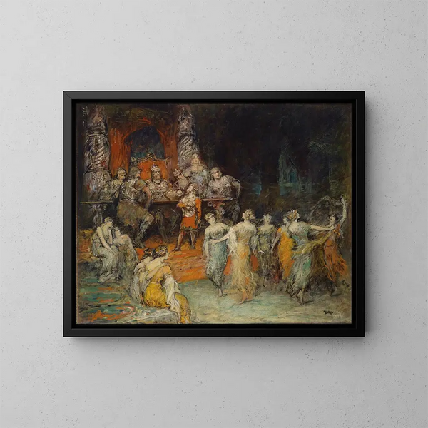 Il re nano Laurin al palazzo di Dietrich di Berna - Ferdinand Leeke — quadro incorniciato alla parete