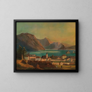 Ferdinand Lepie - A View of Gmunden in the Background Schloss Orth.webp