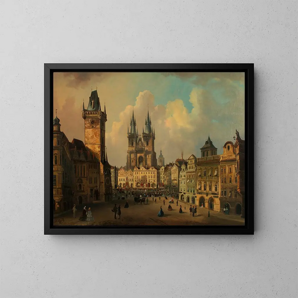 L'anello della città vecchia a Praga - Ferdinand Lepié — quadro incorniciato alla parete