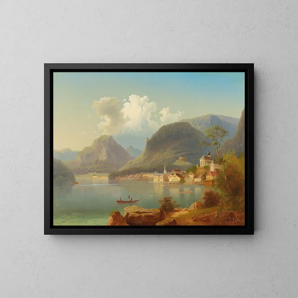Vista di Hallstatt - Ferdinand Lepié — quadro incorniciato alla parete