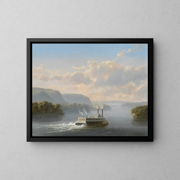 Bateau à vapeur sur le Haut Mississippi - Ferdinand Richardt — quadro incorniciato alla parete
