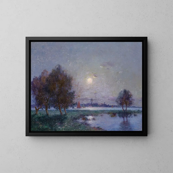Bord de Loire al chiaro di luna - Ferdinand du Puigaudeau — quadro incorniciato alla parete