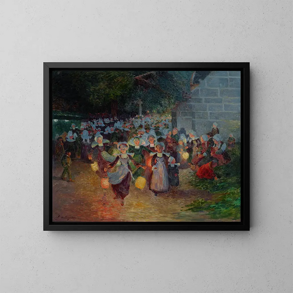 Bretone con lanterne, Notre-Dame de Trémalo, Pont-Aven - Ferdinand du Puigaudeau — quadro incorniciato alla parete