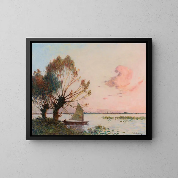 Voilier sul fiume della Grande Brière - Ferdinand du Puigaudeau — quadro incorniciato alla parete