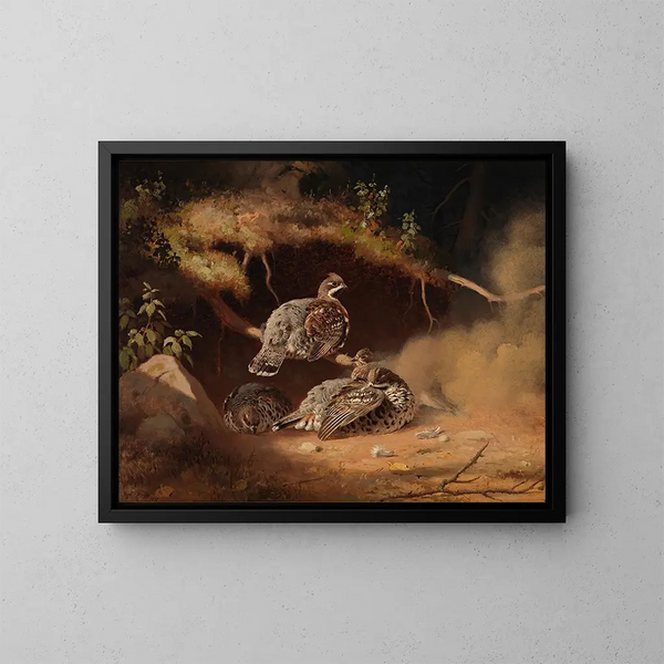 Gros-bec in fase di rotolarsi nella sabbia - Ferdinand von Wright — quadro incorniciato alla parete