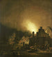 Fuoco notturno in un villaggio - Adam Colonia — vista dell’opera