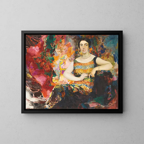 Ritratto di una dama - Filipp Malyavin — quadro incorniciato alla parete