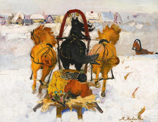 Troïka nella neve - Filipp Malyavin — vista dell’opera