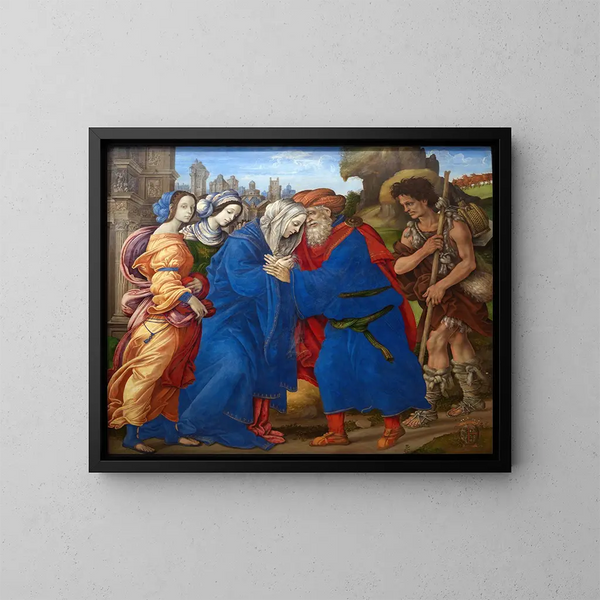 La rencontre di Joachim e Anna alle porte dorate di Gerusalemme - Filippino Lippi — quadro incorniciato alla parete