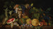 Nature morte con meloni, melograni, uva, anguria e altri frutti e verdure su un tavolino - Filippo Lauri — vista dell’opera