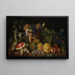 Nature morte con meloni, melograni, uva, anguria e altri frutti e verdure su un tavolino - Filippo Lauri — quadro incorniciato alla parete