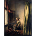 Riproduzione del dipinto di una ragazza che legge una lettera vicino a una finestra aperta - Johannes Vermeer