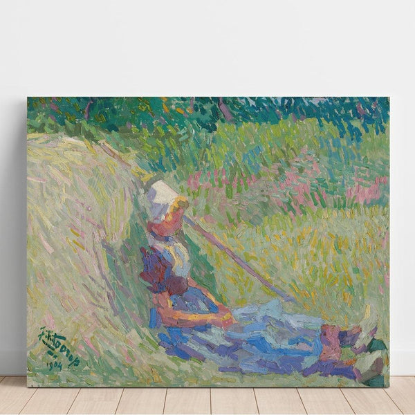 Riproduzione del dipinto Fille che si riposa contro una balla di fieno - Jan Toorop