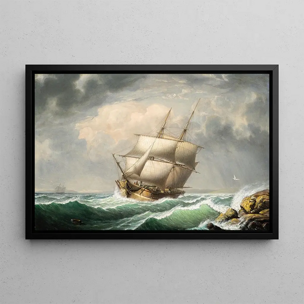 Brick al largo della costa del Maine - Fitz Henry Lane — quadro incorniciato alla parete