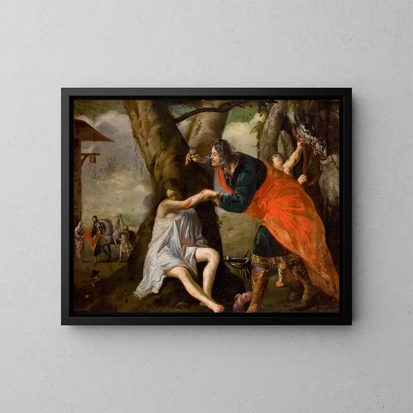 Il Buon Samaritano - Scuola fiamminga — quadro incorniciato alla parete