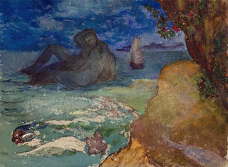 Flix Bracquemond - Embracing couple in a seascape.webp