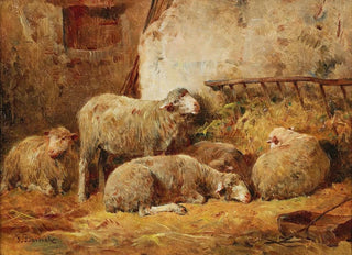 Flix Saturnin Brissot de Warville - Small Stable Scene with Sheep.webp